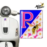P for Performance Front Badge Mia Buzz Wasp 3D Resin Dome Emblem for Vespa Models Royal Blue Pink and Daisies