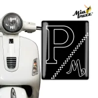 P for Performance Front Badge MP Monogram Edition Mia Buzz 3D Resin Dome Emblem for Vespa Models Black Gloss