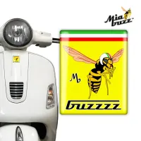 The Buzzzz Front Badge Mia Buzz Wasp 3D Resin Dome Emblem for Vespa Models Italian flag and Yellow