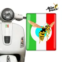 Italian Flag Front Badge Mia Buzz Wasp 3D Resin Dome Emblem for Vespa Models Tricolor Edition