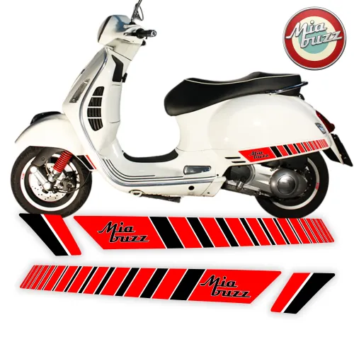 Side Strobe Mia Buzz Stripes for Vespa GTS GTV Red Black
