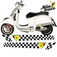 Side Stripes for Vespa GTS GTV Checkered with Buzz Shield